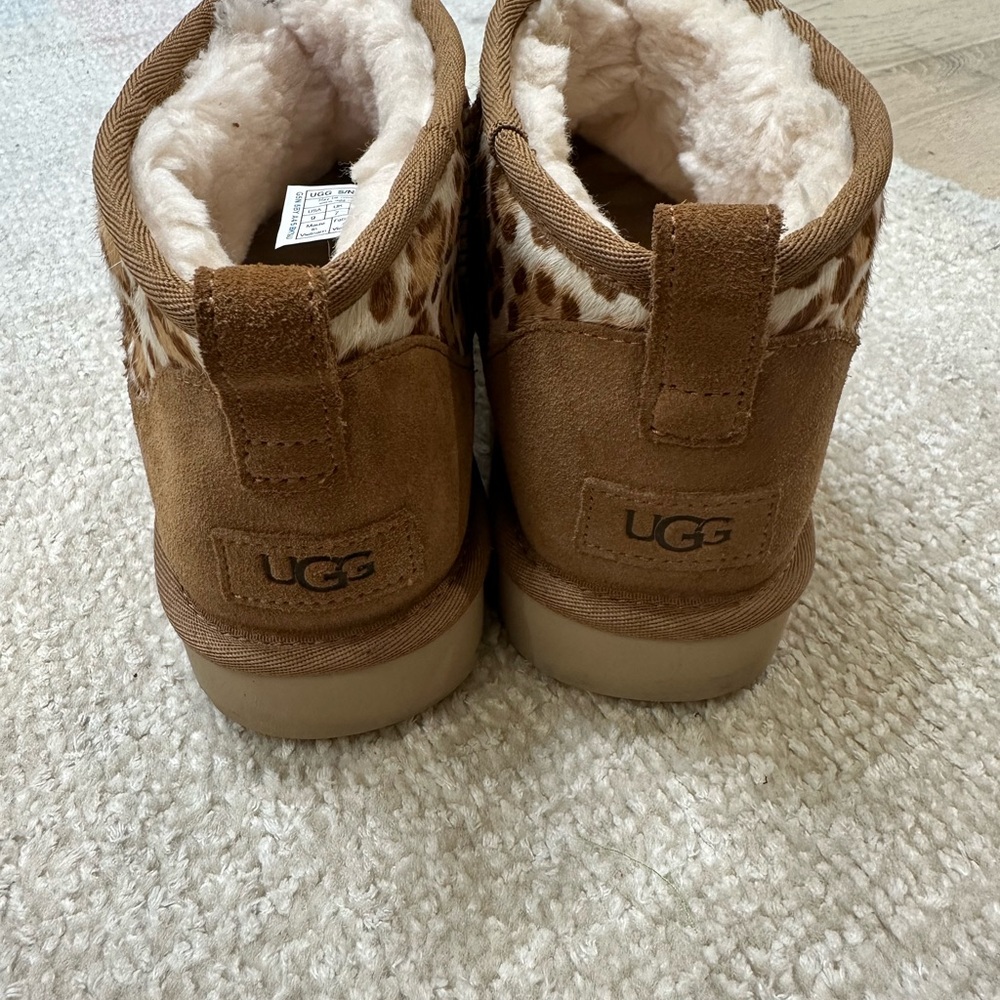 UGG Leopard Print Ankle Booties in Tan and Cream - Picture 2 of 4